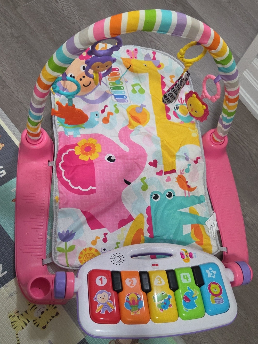 Pink Musical Activity Play Gym for Kids with Colorful Toy Piano